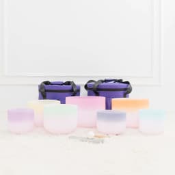 Colored Quartz Crystal Singing Bowl 7pcs Chakra Set Sound Healing Meditation with/without Free Carry Bags