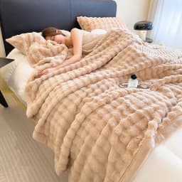 Cute Giant Panda Fluffy Fleece Blanket Fall Winter Thick Warm Faux Rabbit Fur Bed Blanket Plush Sofa Throw Cover Soft Bedspread