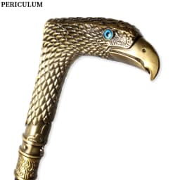 Bronze Eagle Head Curved Handle Walking Cane Detachable Vintage Walking Stick Cosplay Party Prop for Men Women