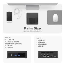 Topton Gaming Mini PC AMD Ryzen 7 8745HS R5 7640HS ES USB4.0 Dual LAN 2xDDR5 Windows 11 Pro Office Nuc Box Mini Computer
