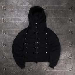 American High Street Punk Style Button Decoration Zipper Hoodie Men's Y2k Fashion Casual Loose Hooded Sweatshirt Streetwear