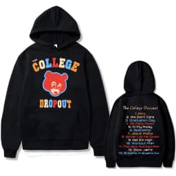 Kanye West Graduation Bear Double Sided Printed Hoodie Men Women Fashion Hip Hop Cool Sweatshirts Unisex Fleece Cotton Hoodies