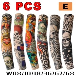 6pcs Men Long Summer Tattoo Sleeves Seamless Armguard Sun Protection Cover Outdoor Gloves Driving Ice Silk Women Arm Sleeves
