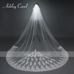 Ashley Carol Customized Wedding Veils With Comb Lace custom made length Cathedral Wedding Veil Wedding Accessories