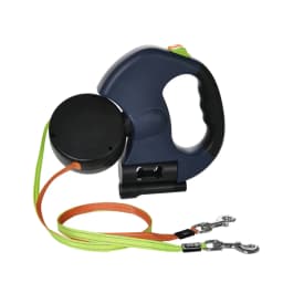 3m Double-Ended Dog Leash Auto Retractable Traction Rope 360 Degree Dual Head Walking Nylon Leashes with Flashlight Poop Bag Box