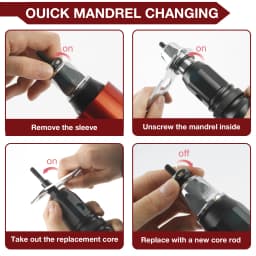 Labor-Saving Electric Rivet Nut Tool Plug-in Nut Quick Riveting Compatible with Cordless Drill for DIY Household with 6 Mandrels