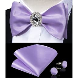 Classic White Selr-tie Bowtie with Ring Pocket Square Cufflinks Set Fashion Solid Men's Bow Tie for Wedding Groom Business Knots
