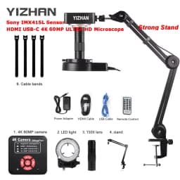 Yizhan 4K Digital Microscope For Soldering 1080P HDMI USB Industrial Microscope Camera, 150X Zoom Lens, 5-100cm Working Distance