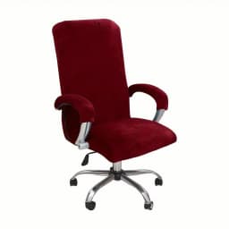 3pcs/set Velvet Plush Stretch Computer Office Chair Cover With Armrest Cover, Solid Color Spandex Armchair Slipcover, Removable
