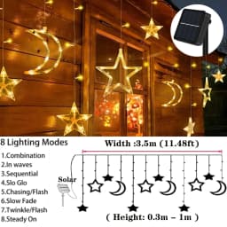 Star Moon Solar Battery String Lights 8Mode Outdoor Christmas Garland LED Fairy Light for Ramadan Festoon Wedding New Year Decor
