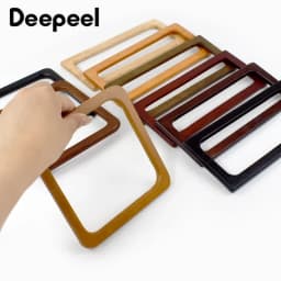 2Pcs Deepeel 14/20cm Square Purse Frame Wooden Bags Handle for Making Handbag Woven Bag DIY Sewing Brackets Handles Accessories