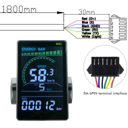 (Custom)UART2 Electric Bike Bicycle LCD Display Meter SM/Waterproof Connection Plug Ebike Intelligent Display