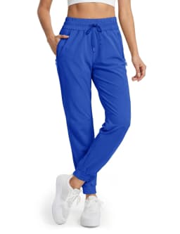 MAGCOMSEN Women's Waterproof Hiking Pants Quick Dry Drawstring Waist Joggers 3 Zipper Pockets Lightweight Outdoor Sport Trousers