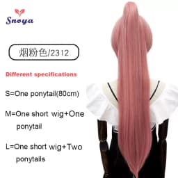 Snoya Synthetic 80cm Versatile Long Straight Claw Clip Ponytail Extensions for Ancient Costume Design Red Purple Pink Blue Black
