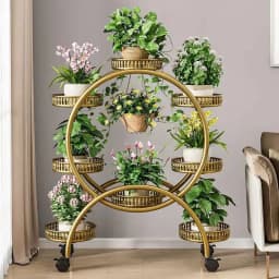 Floor Standing Mobile Plant Rack with Wheels Epipremnum Pot Stand Iron Multi-Layer Balcony Flower Shelf Storage Organizer