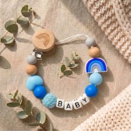 Mittsboy Personalized Pacifier Clip Custom Name Silicone Baby Teether Chain Dinosaur Dummy Holder BPA Free Baby Shower Gift