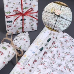 10Sheets Christmas Holly Berry Pattern Gift Wrapping Tissue Paper For Christmas Gift Flower Bouquet Jewelry Packaging Decoration