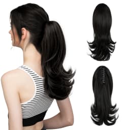 Synthetic Claw Clip In Ponytail Hair Extensions 14 Inch Wavy Hairpiece Fake Blonde Black Hair False Pigtail With Elastic Band