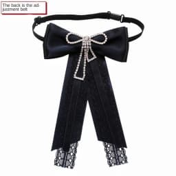 Elegant Lace Ribbon Bowtie Black College Style Collar Rhinestones Jewelry Student Shirt Korean Fabric Bow Brooches