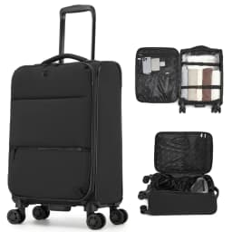 Small 20-inch nylon softshell trolley - Lightweight carry-on design with 4 silent wheels & telescopic handle