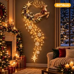 Christmas Magic Trail Wall Light-LED Glowing Christmas Scene Wall Decoration,Santa Sleigh Reindeer Hanging Decoration For Party