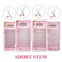 ABONNIE Premade Volume Fans Short Stem 3d/4d/5d/6d Russian Eyelash Extension Mink Eyelash Extension All Size Lashes Tray
