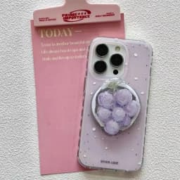 Magnetic grape purple splashed ink phone case with holder For iPhone 11 12 13 14 15 16 17 18 pro max