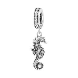 Blue Charm 925 Sterling Silver Ocean Pearls Betta Fish Pendant Birthday Party Gift for Women Bracelet Necklace DIY Beads Jewelry