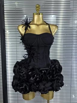 Red Black Women Sexy Halter Full Florals 2 Pieces Bodycon Mini Bandage Dress Celebrate Nightclub Party Birthday Outfit