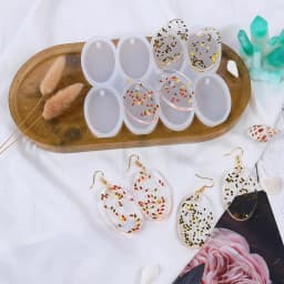 8/12pcs DIY Epoxy Earrings Charms Silicone Mold Round Oval Pendants Resin Mold For Jewelry Making Keychain Tag Casting DIY Craft