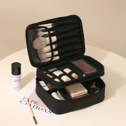 Large-Capacity Cosmetic Bag Double-Layer Toiletry Beauty Tool Organizer with Dividers; Portable Oxford Cloth Travel Handbag
