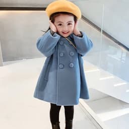 2 3 4 5 6 7 Years Girls Wool Coats New Korean Version Long Kids Jacket Spring Autumn Double Breasted Children Outerwear Clothing