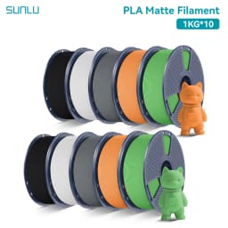 SUNLU 10Roll PLA Matte Filament 1.75mm 1kg Spool (2.2lbs) Smooth Matte Finish Neatly Wound Filament Fit Most FDM Printer
