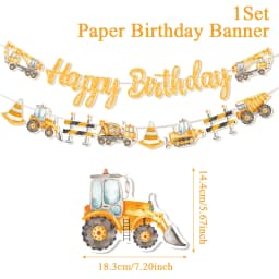 Construction Party Disposable Tableware Birthday Decoration Boy Baby Shower Excavator Truck Tractor Construction Birthday Decor