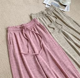 Slimming Wide-leg Long Pants, Spring Casual Thin Knitted Pant For Summer