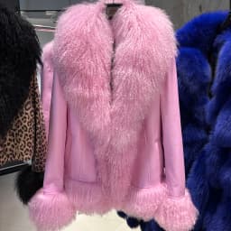 YOLOAgain Real Mongolia Sheep Fur Collar Real Leather Jacket Coat Women