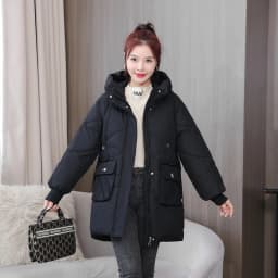 Thickened down Cotton Jacket Women's Mid-Length Padded Coat Korean Style Loose Fit Winter Clothes Small Size Friendly