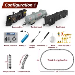 1:87 RC Steam Train 2.4G Simulation Remote Control Spray Track Train Electric Railway Set Railway Toy for Kids Christmas Gifts