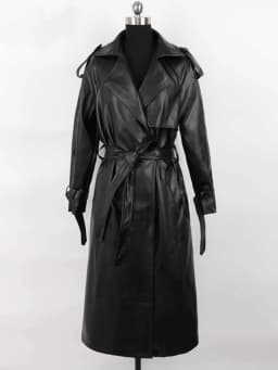 Mauroicardi Spring Autumn Black Long Soft Pu Leather Trench Coat for Women Sashes Loose Casual White Waterproof Overcoat 2025