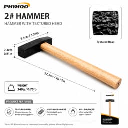 PHYHOO Professional Metal Texture Hammer for Jewelry Making Premium High Carbon Steel Texturing Craftsmith Tool with Wood Handle