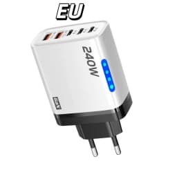 5 in 1 240W GaN Fast Charger With LED Light 2USB+3Type-C Multi Port Phone Charging Head For iPhone Huawei Laptop Tablets 2025