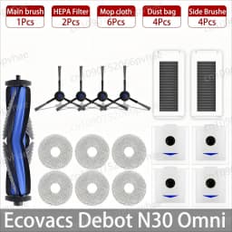 Ecovacs Debot N30 Omni / N30 Pro Omni Robot Vacuum Replacement Part Accessory Main Side Brush Hepa Filter Mop Dust Bag