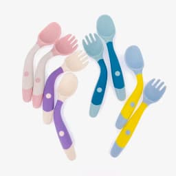 Baby Children Spoon Fork Set Soft Bendable Silicone Scoop Fork Kit Tableware Toddler Training Feeding Cutlery Utensils Tableware