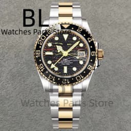 BLIGER Top Brand Luxury 40MM Full Gold Automatic Watch Sapphire Glass Waterproof Tiger-Eye Pattern Doulbe End Link Braclelet