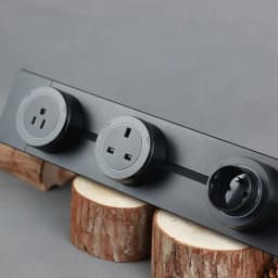 Track Socket Kitchen Wall Outlet, FR EU US UK Universal Standard Round Romovable Adapter Plug,Electrical Outlet with USB, Black