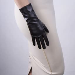 Tech Gloves Faux Patent Leather Wrist Long Short Coffee Black White Touchscreen 28cm LLDLLNT