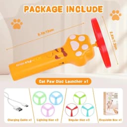 Cat Chase Fetch Toy Rechargeable Disc Launcher with 6 Flying Spinners Interactive Pet Hunting Toys Indoor Outdoor Yard Cats Dog