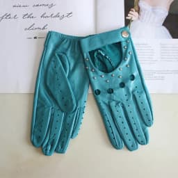 New Women's Sheepskin Gloves Thin Unlined Rivet Style Colored Driving Leather Gloves