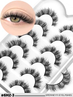GROINNEYA False Eyelashes 3D Mink Lashes Cat Eyelashes Fluffy Wispy Volume Lashes Fake EyeLashes Natural Lashes Strips Makeup