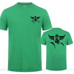 Front Back Print Goldorak Grendizer Mazinger Z T-Shirt Japanese Cartoon Design Summer Men's Tees Tops Short Sleeve Cotton Tshirt